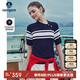 Navigare意大利小帆船女設(shè)計(jì)感翻領(lǐng)T恤條紋短袖針織衫2324525513 深藍(lán) XL 