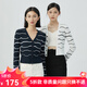 哥弟真的好（GIRDEAR）女裝V領(lǐng)曲線波浪紋長(zhǎng)袖針織開(kāi)衫女A400895 白 M (3碼)