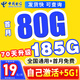 中國電信電信流量卡純上網(wǎng)電話卡純流量手機(jī)卡全國通用4g5g無線流量不限速不卡頓 光速卡、19元185G全國通用流量+套餐不變