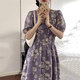 西兒紫色碎花連衣裙女夏季2025溫柔泡泡袖圓領(lǐng)收腰茶歇?dú)赓|(zhì)雪紡長(zhǎng)裙子 紫色碎花 L 105-115斤左右