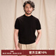 CULTUM【桑蠶絲長(cháng)絨棉】夏季清涼透氣休閑夏裝短袖男士T恤衫 特黑色 L