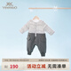 英氏（YEEHOO）【商場(chǎng)同款】嬰兒衣服男女寶寶連身衣冬裝保暖爬服哈衣秋冬款 深花灰YRHAJ41297A 73cm