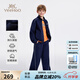 英氏（YEEHOO）男童套裝兒童衣服秋季外套褲子兩件套男孩運(yùn)動(dòng)休閑套裝中大童裝 星格輯光套裝-深藍(lán) 【親膚透氣】 165