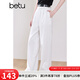 百圖[防透小白褲]betu女裝2025夏季新款休閑褲慵懶法式闊腿褲2503T83 白色 M