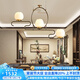 經典茗家照明 禪意新中式餐廳燈全銅吊燈創(chuàng)意現(xiàn)代簡約茶室餐吊燈書房純銅燈具 步步高升/3頭/直徑88/三色