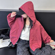 女童外套春秋款2025新款洋氣中大童秋裝韓版風(fēng)衣兒童連帽沖鋒衣潮 酒紅色 150