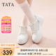 他她（TATA）小白鞋厚底女鞋2025夏季新款網(wǎng)面透氣休閑鞋板鞋松糕底WJN28BM5 白色 36