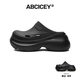 ABCICEY【隕石系列】一腳蹬包頭拖鞋女夏外穿厚底增高綁帶洞洞鞋 黑色 37-38