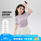 左西女童夏裝短袖t恤2025條紋兒童半袖上衣中大童女孩衣服 紫色條 160