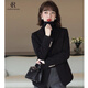clotho Rennie品牌女裝羊毛呢西裝外套女2025秋冬新款修身顯瘦一?？坌€子西服 黑色 M 建議100-109斤