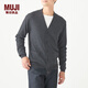 無印良品 MUJI 男式 美利奴羊毛 高針距 V領(lǐng)開衫 M9AA023 深灰色 L