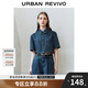 UR2025秋季新款女裝復古做舊紐扣短袖牛仔襯衫UYU850037 藍色 S