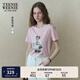 Teenie Weenie小熊T恤女2025年夏季新款大熊刺繡時(shí)尚休閑短袖圓領(lǐng)T恤上衣女 淺粉色 M