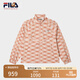 FILA 斐樂官方女裝梭織外套2025夏新款小狐貍時(shí)尚滿印菱格紋寬松上衣 薔磚紅-RD S 160/80A/S