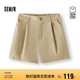 森馬（Semir）[商場同款]休閑褲女打褶簡約2025夏半松緊腰寬松短褲101325125010