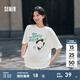 森馬短袖T恤女中長(zhǎng)款純棉熊貓上衣趣味夏季休閑oversize衣服慵懶 本白10102 M