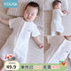優(yōu)奇嬰兒衣服夏季薄款純棉短袖連體衣新生兒衣服男女寶寶睡衣哈衣爬服 短袖【奶白】閉檔 80cm
