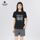 阿瑪施 AMASS女裝上衣夏日新款半袖時(shí)尚休閑舒適涂鴉圓領(lǐng)短袖棉質(zhì)T恤衫530082 黑色 XL (5碼)