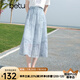 百圖betu女裝2025夏季新款半身裙天絲仿麻扎染靈動(dòng)傘裙裙子女2505X16 藍(lán)色 M