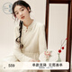 紫涵（ZIHAN）紫涵立領(lǐng)斜襟盤扣拼接連衣裙女2024年冬季新款重工刺繡收腰a字裙 米金 S