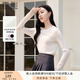 香影純色正肩長(zhǎng)袖t恤女2025春季新款基礎(chǔ)圓領(lǐng)修身內(nèi)搭打底衫上衣 白色 M