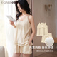 小情歌新款帶胸墊吊帶睡衣女夏天背心純棉性感薄款兩件套裝家居服可外穿 BLM40949 女裝 XL 女高165-170，重120-140斤
