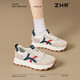 ZHR女鞋春夏透氣網(wǎng)面鞋子女學(xué)生德訓(xùn)輕便厚底運(yùn)動(dòng)鞋女 G686E 米藍(lán)37