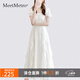 MeetMetro瑪依爾時尚氣質(zhì)連衣裙女2025夏季新款法式小香風仙女裙 白色【現(xiàn)貨閃電發(fā)】 S