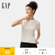 Gap女裝2025春季新款刺繡logo羅紋彈力短袖T恤簡約常規(guī)上衣761951 米白色 M (165/84A) 亞洲尺碼