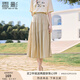 香影a字半身裙女卡其色2025夏裝新款氣質(zhì)中長裙子淑女超仙高腰裙 淺卡其 XL 170/92A/125-140斤