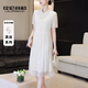 拉倫菲韻高端品牌真絲連衣裙女2025夏季新款氣質(zhì)優(yōu)雅寬松刺繡桑蠶絲襯衫裙 米杏色（100%桑蠶絲） M 【90-115斤】