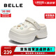 百麗厚底洞洞鞋女24夏外穿拖鞋B2577BH4 米色 38