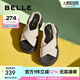 百麗（Belle）休閑舒適涼鞋女厚底增高休閑涼鞋B1850BL4 米色 37 (235mm)