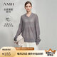 AMII2025春極簡(jiǎn)新款純色V領(lǐng)馬海毛中長(zhǎng)寬松薄款套頭彈力針織衫女 灰色 S