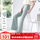 百圖betu女裝2025夏季新款牛仔微喇褲舒適棉感牛仔喇叭褲褲子2505T57 淺牛仔藍 L