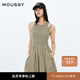 moussy 2025春季新品輕戶外風三色褶皺大口袋連衣裙028ISZ30-0321 150軍綠色 均碼