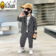 G.DUCKKIDS男童格子西裝套裝2025春秋裝新款兒童西服秋季帥氣潮酷中小童衣服 黑色 140 cm