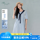 片斷連衣裙女2025夏季新款圓領(lǐng)燈籠袖俏皮減齡小個子百搭襯衫裙 淺藍(lán) L