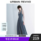UR2025夏季新款女復(fù)古魅力金屬扣飾掛脖牛仔連衣裙UWG850076 藍(lán)色 S