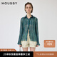 moussy【新復古回潮】 復古森系風(fēng)條紋褶裥雪紡襯衫女010ISS30-8781 035花紋綠色 均碼