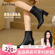 達(dá)芙妮（DAPHNE）官方 白色短靴女2024新款秋冬法式高跟瘦瘦靴子氣質(zhì)百搭馬丁靴女 黑色【7CM高跟款】 37