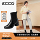 愛步（ECCO）女靴 靴子女士保暖皮靴粗跟切爾西靴高跟女靴 雕塑奢華222433 黑色22243301001 37