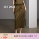 ERDOS 春夏直筒裙時髦抽繩設(shè)計簡約百搭舒適時尚休閑女半身裙 軍綠 M 160/68A