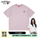 查爾斯桃心【王楚然同款】短袖T恤男女同款小愛(ài)心刺繡純色打底衫 灰紫色 M