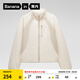 蕉內(nèi)（Bananain）熱皮302+女士搖粒絨短外套秋冬款保暖鎖溫防風(fēng)棉感寬松休閑內(nèi)搭 牙白拼白陶灰 L