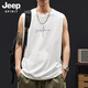 JEEP SPIRIT吉普背心男士純棉寬松透氣舒適休閑戶外運(yùn)動(dòng)無袖t恤男 白色 XL