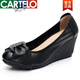 卡帝樂(lè )鱷魚(yú)（CARTELO）2026新品高跟豆豆鞋女春季真皮牛筋底單鞋坡跟軟底上班工作鞋子 黑色(7CM黑色底) 38