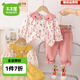 木木屋童裝女童秋裝套裝0-3歲寶寶衣服春秋嬰兒分體外出服兒童衛衣褲子 粉色 80 尺碼9-12月(建議75-85cm)
