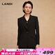 藍(lán)地（LANDI）赫本風(fēng)優(yōu)雅通勤西裝外套西服一粒扣修身OL女2025春新品 石墨黑 XL