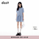 DZZIT地素連衣裙2025夏季新款復(fù)古深藍(lán)格子拼接小翻領(lǐng)短裙女3J2O4383T 深藍(lán)色（連衣裙) S